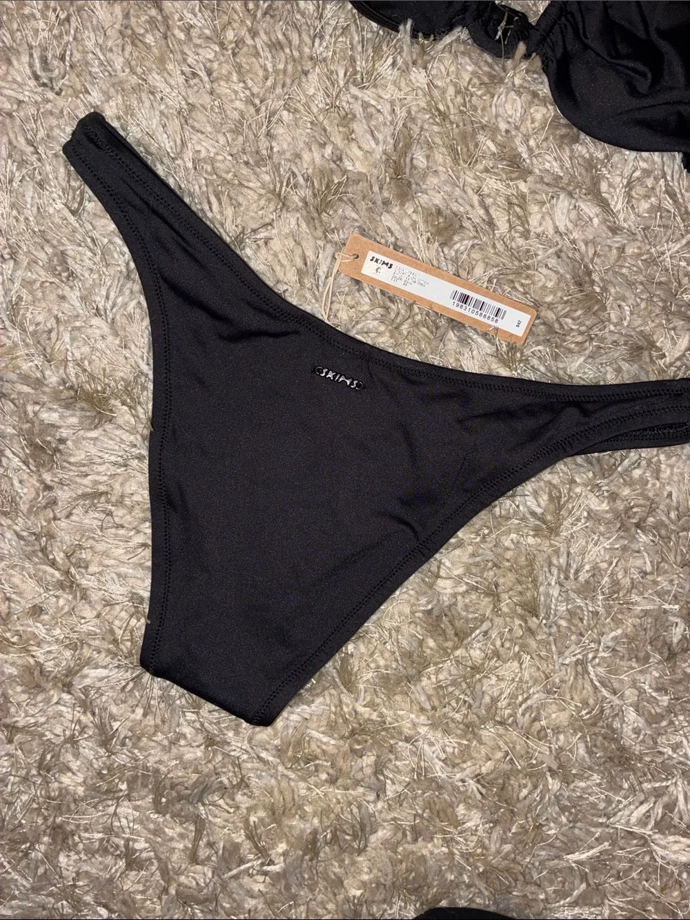 Skims Women's Black 3-Piece Bikini Set - High Waist & Triangle Top